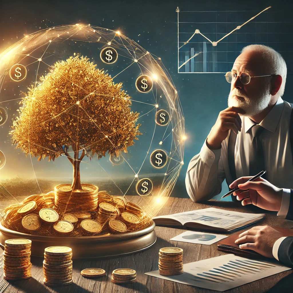 DALL·E 2025-01-15 01.39.36 – A realistic and motivational image representing the concept of cautious financial management and the value of seeking wise advice. The image features